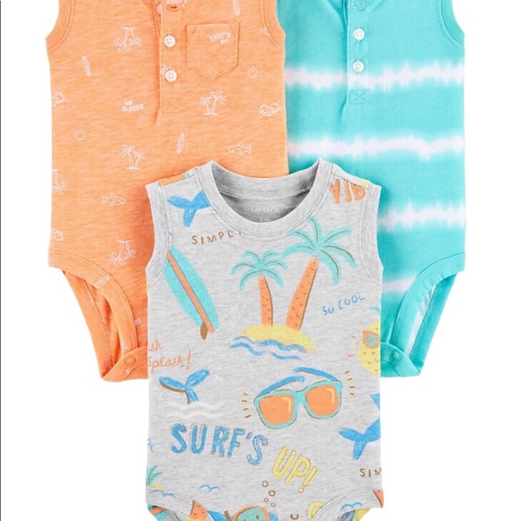 CARTER'S Baby Girls 3-Pack Sleeveless Bodysuits - Picture 1 of 8